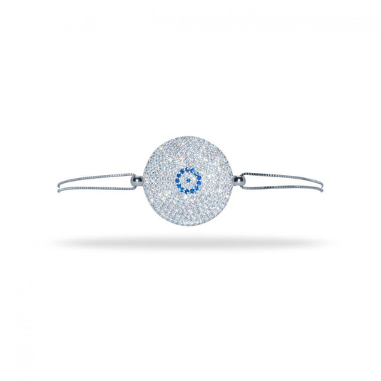 AG005 Armband in 925 Rhodiumsilber mit Zirkone pavè set 22 mm rund