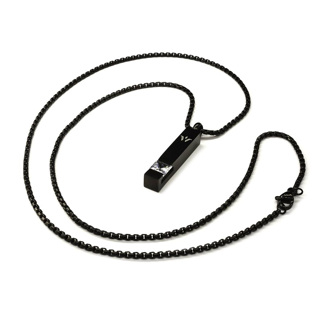 BIGCD056 «Stein des Lichts» Schwarze Stahlkette