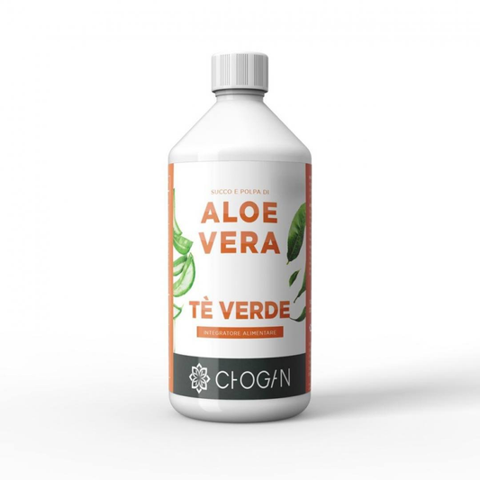 INT02 Saft und Fruchtfleisch Aloe Vera mit grünem Tee (Nahrungsergänzungsmittel) - 1 lt