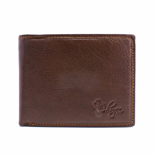 PRT02 braune Leder Männer Brieftasche mit Chogan -Logo