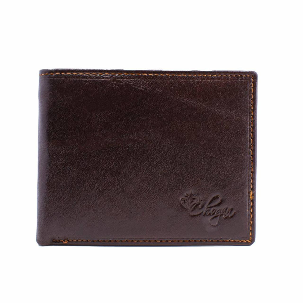 PRT03 Dunkelbraune Leder Männer Brieftasche mit Chogan -Logo